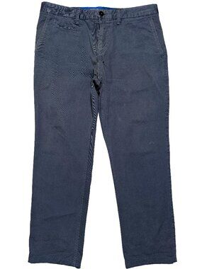Burberry Brit Button Cinch Slim Straight Leg Trouser Steel Blue mens size 36x27
